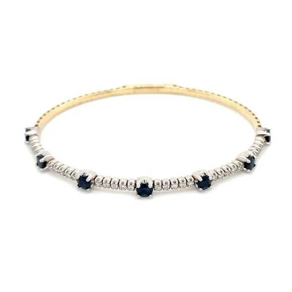 14K Y&W Gold Flexible Halfway Sapphire & Diamond Bangle Bracelet Franzetti Jewelers Austin, TX
