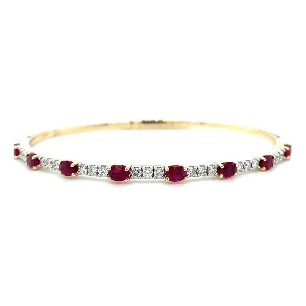 14K Y&W Gold Flexible Halfway Sapphire & Diamond Bangle Bracelet Image 3 Franzetti Jewelers Austin, TX