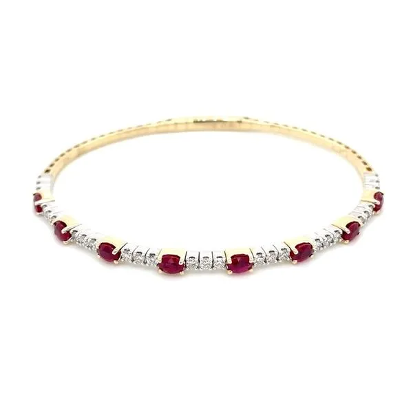 14K Y&W Gold Flexible Halfway Sapphire & Diamond Bangle Bracelet Franzetti Jewelers Austin, TX