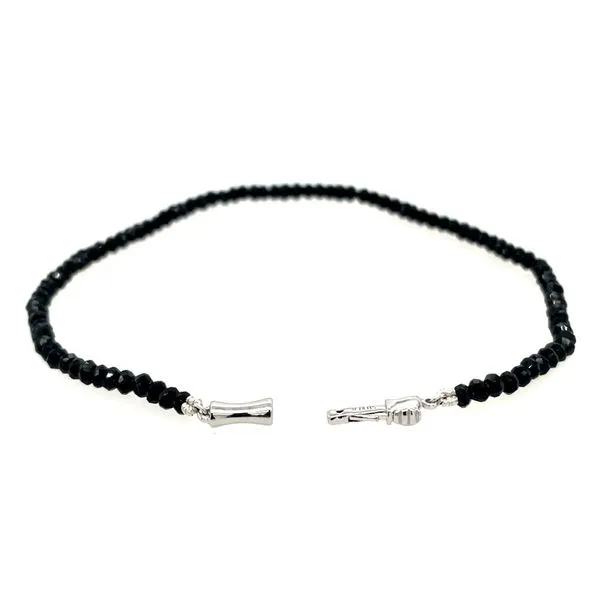Black Spinel Facetted Bead Bracelet with Silver Clasp - 7