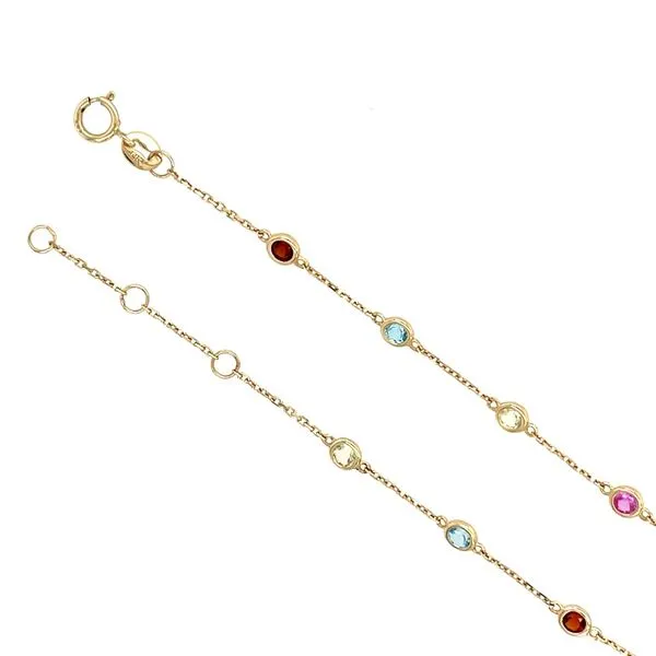 14KY Gold Multi Colored Gemstone Station Bracelet 1.13 CTW 7.5
