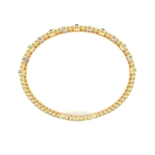 14K Y&W Gold Alternating Sapphire & Diamond Beaded Bangle Bracelet Image 5 Franzetti Jewelers Austin, TX