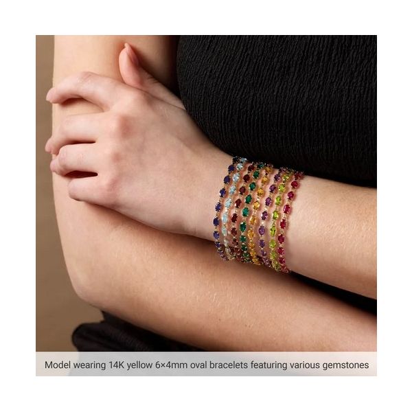 14KY Gold Natural Amethyst Link Bracelet 7.25