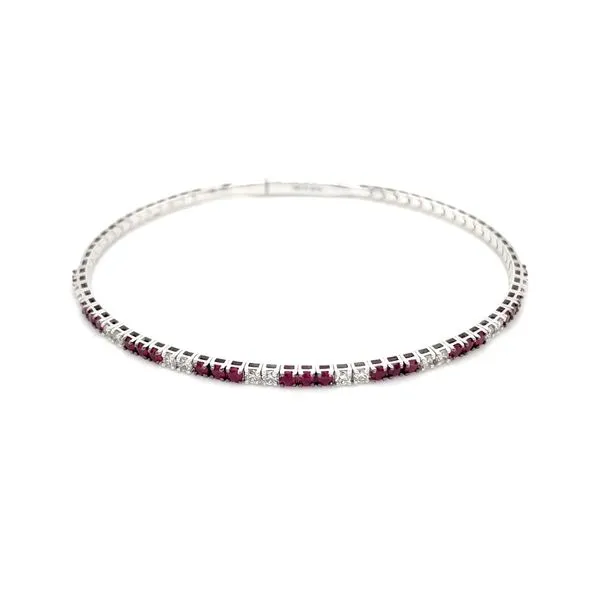 14KW Gold Flexible Halfway Ruby & Diamond Bangle Bracelet Image 3 Franzetti Jewelers Austin, TX