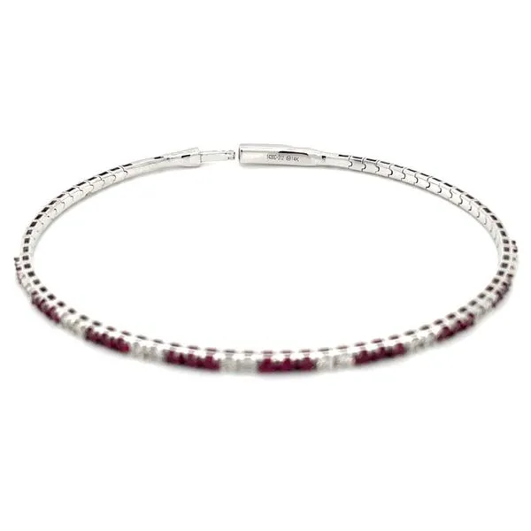 14KW Gold Flexible Halfway Ruby & Diamond Bangle Bracelet Image 5 Franzetti Jewelers Austin, TX