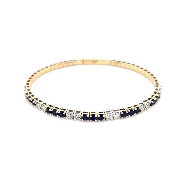 14KY&W Gold Flexible Halfway Blue Sapphire & Diamond Bangle Bracelet Image 3 Franzetti Jewelers Austin, TX