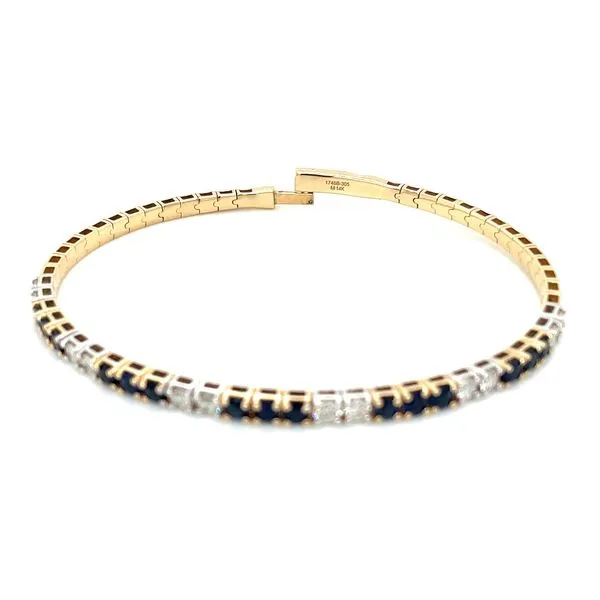 14KY&W Gold Flexible Halfway Blue Sapphire & Diamond Bangle Bracelet Image 5 Franzetti Jewelers Austin, TX