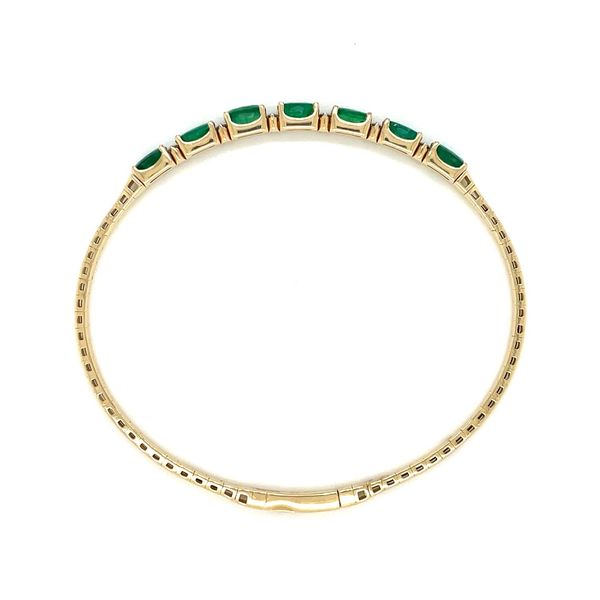 14KY Gold Flexible Oval Emeralds & Diamonds Bangle Bracelet Image 5 Franzetti Jewelers Austin, TX