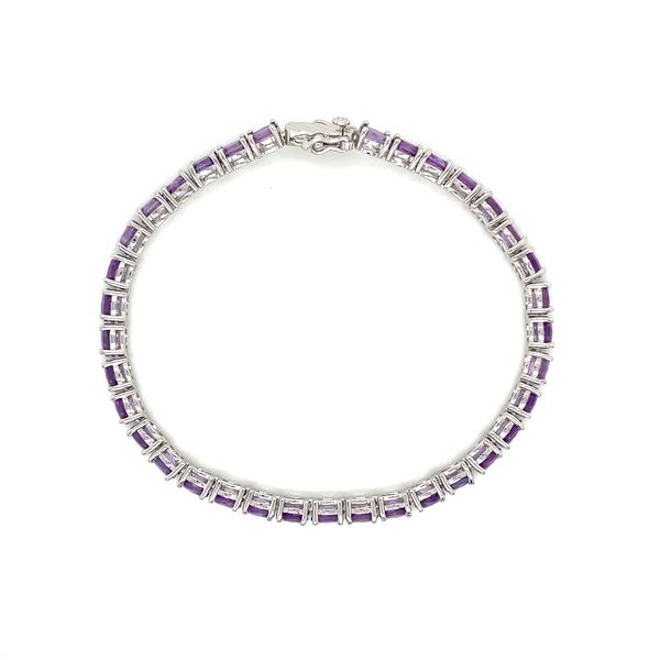 Sterling Silver Oval Amethyst Tennis Bracelet 7.5
