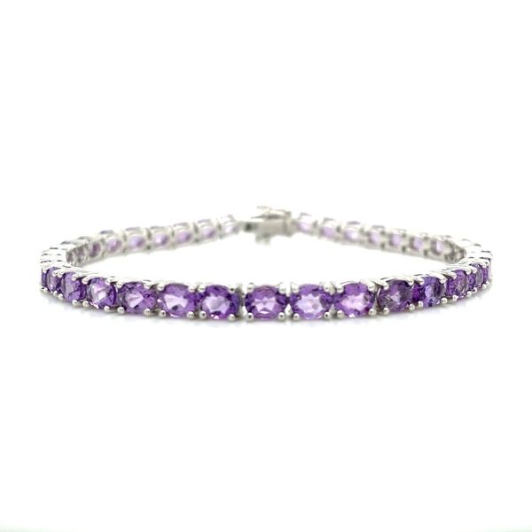 Sterling Silver Oval Amethyst Tennis Bracelet 7.5