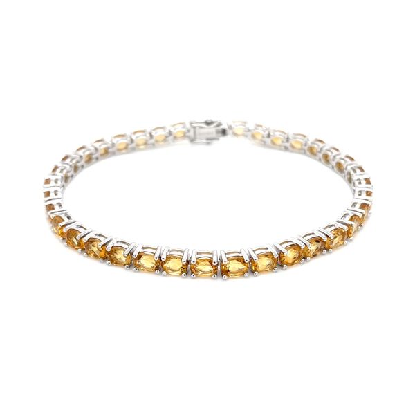 Sterling Silver Oval Citrine Tennis Bracelet 7.5