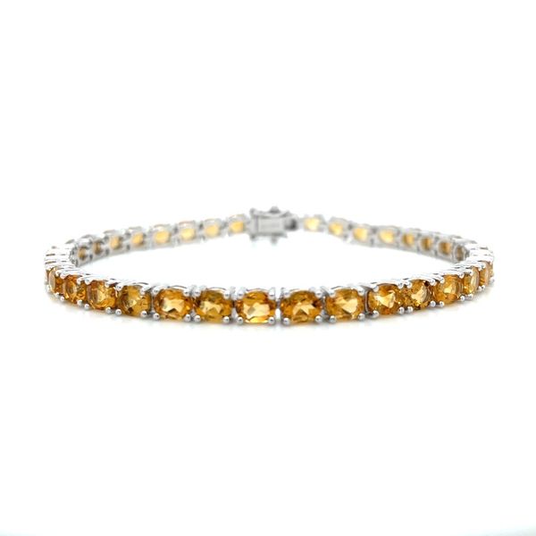 Sterling Silver Oval Citrine Tennis Bracelet 7.5