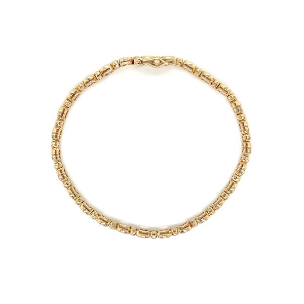 14KY Gold Line Bracelet with Round Rubies in Bezels 7.25