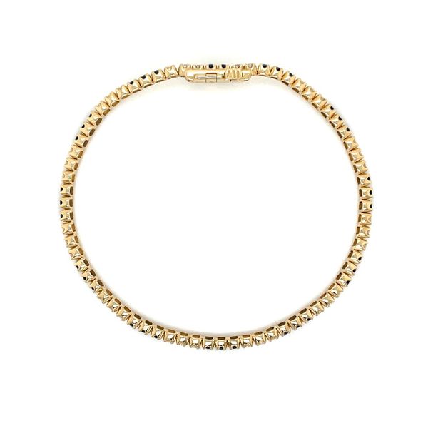 14KY Gold Alternating Groups of Blue Sapphires & Diamonds Tennis Bracelet 7