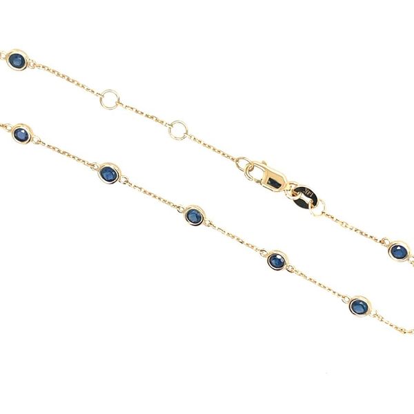 14K Yellow Gold Blue Sapphire Station Bracelet 1.11 CTW 7.5