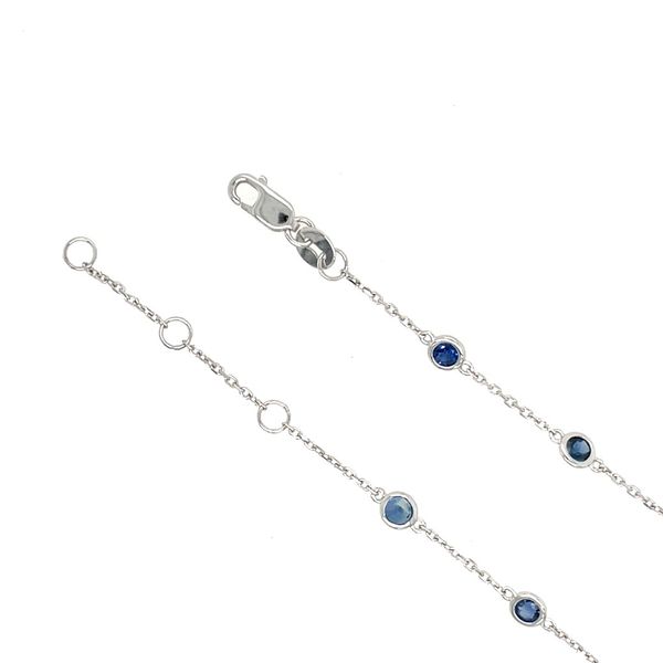 14K White Gold Blue Sapphire Station Bracelet 1.26 CTW 7.5