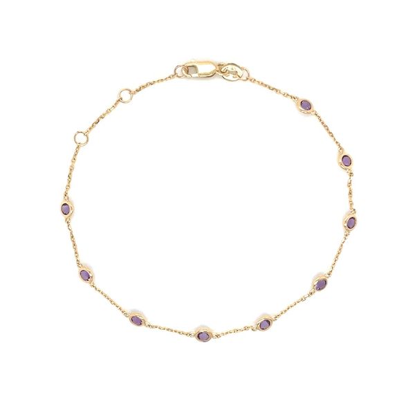 14K Yellow Gold Amethyst Station Bracelet 0.94 CTW 7.5