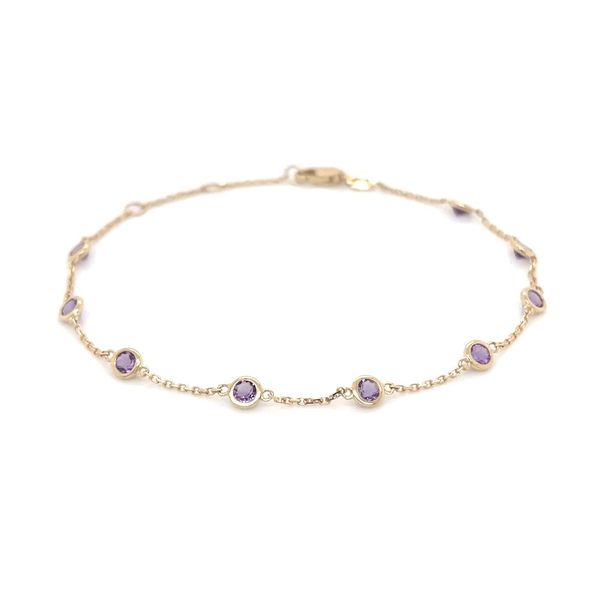 14K Yellow Gold Amethyst Station Bracelet 0.94 CTW 7.5