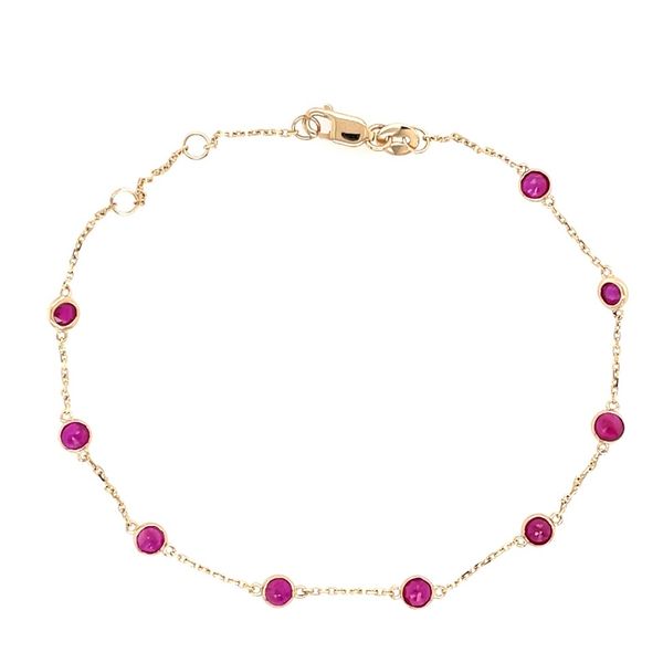14K Yellow Gold Ruby Station Bracelet 1.35 CTW 7.5
