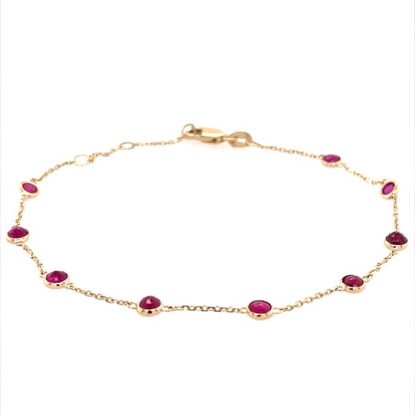 14K Yellow Gold Ruby Station Bracelet 1.35 CTW 7.5