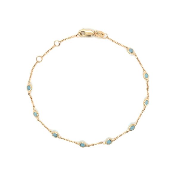14K Yellow Gold Blue Topaz Station Bracelet 1.27 CTW 7.5
