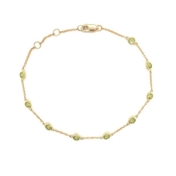 14K Yellow Gold Peridot Station Bracelet 1.08 CTW 7.5
