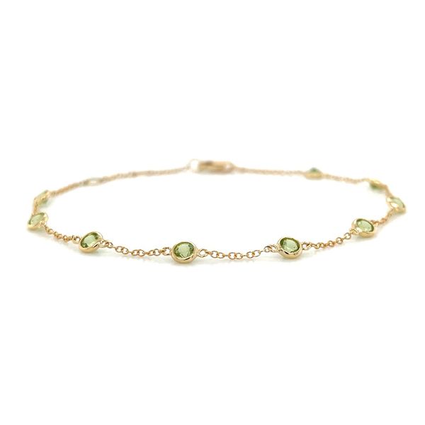 14K Yellow Gold Peridot Station Bracelet 1.08 CTW 7.5