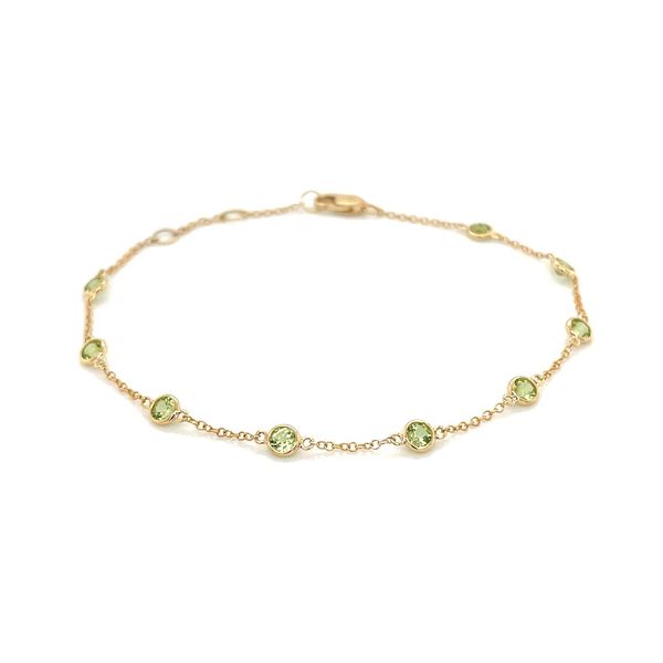 14K Yellow Gold Peridot Station Bracelet 1.08 CTW 7.5