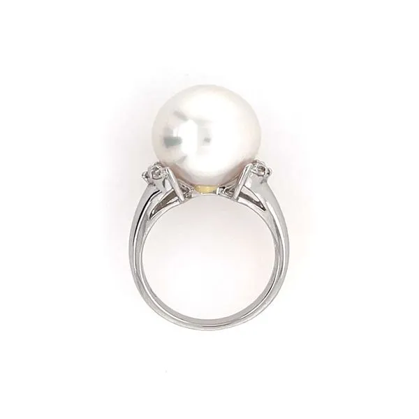 18K White Gold White South Sea Pearl Ring with Diamonds Image 3 Franzetti Jewelers Austin, TX