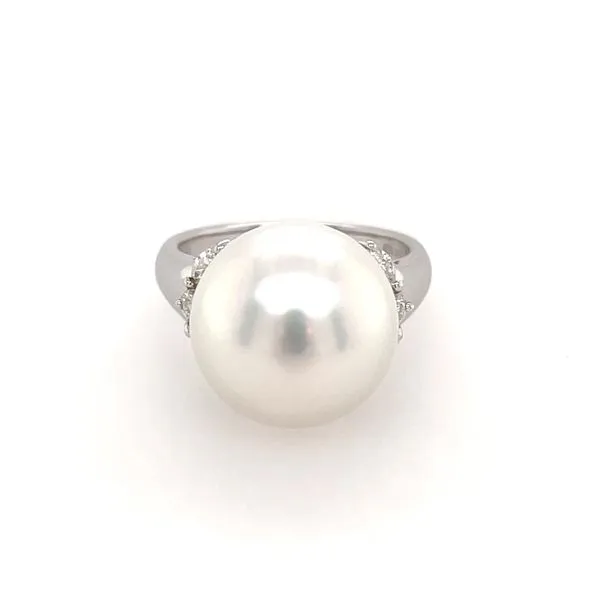 18K White Gold White South Sea Pearl Ring with Diamonds Franzetti Jewelers Austin, TX