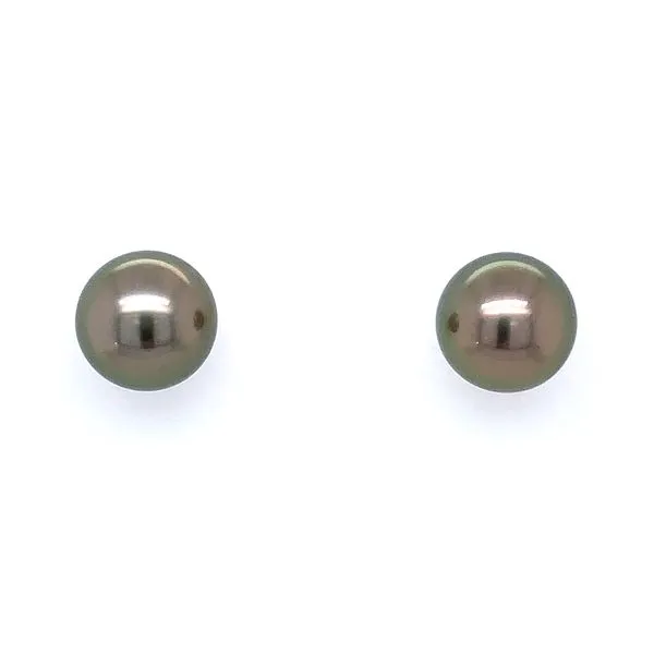 14K White Gold 9.8 mm Black Tahitian Pearl Stud Earrings Franzetti Jewelers Austin, TX