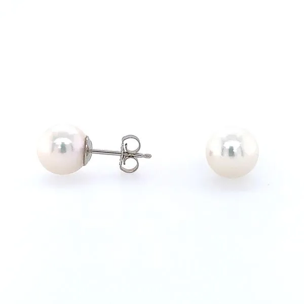 14KW Gold 8 - 8.5 mm Akoya Pearl Stud Earrings Image 2 Franzetti Jewelers Austin, TX