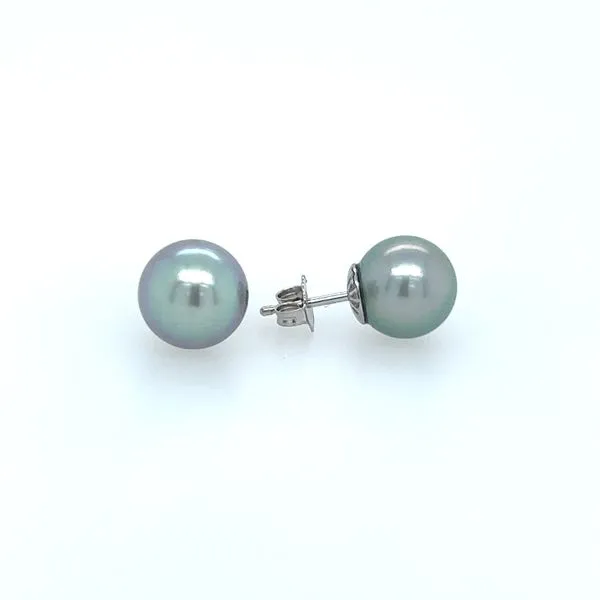 14KW Gold 10 - 10.5 mm Gray Colored Akoya Pearl Stud Earrings Franzetti Jewelers Austin, TX