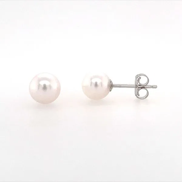 14KW Gold 6.5 - 7 mm Akoya Pearl Stud Earrings Image 2 Franzetti Jewelers Austin, TX