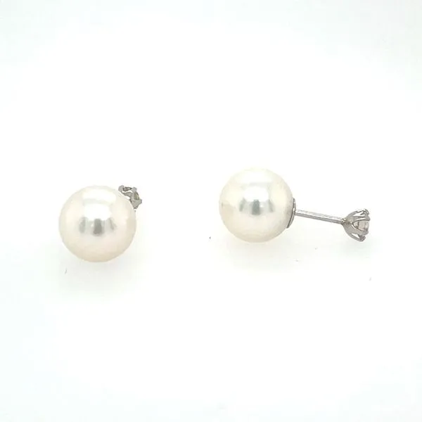 Platinum 7.9 mm Akoya Pearl Stud Earrings with Diamond Post Franzetti Jewelers Austin, TX