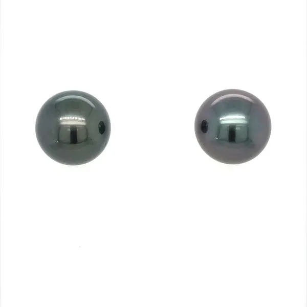 Platinum 11.8 mm Tahitian Pearl Stud Earrings Image 3 Franzetti Jewelers Austin, TX