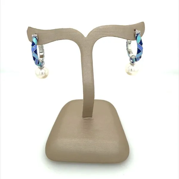 SS Enamel Earrings with White Freshwater Pearls Image 2 Franzetti Jewelers Austin, TX