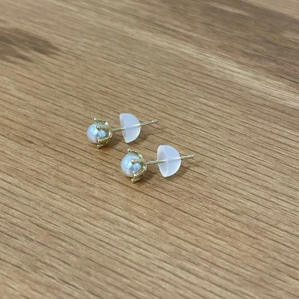 18KY Gold 4 mm Akoya Pearl Stud Earrings Image 3 Franzetti Jewelers Austin, TX