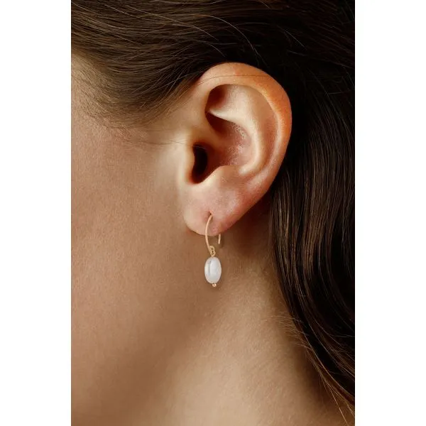 14KY Gold Mini Coin Pearl Dangle Earrings Image 2 Franzetti Jewelers Austin, TX