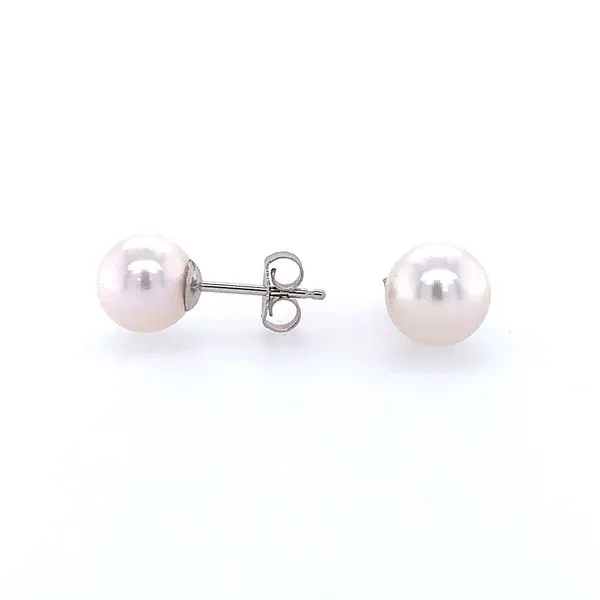 14KW Gold 7.5 - 8 mm Akoya Pearl Stud Earrings Image 2 Franzetti Jewelers Austin, TX