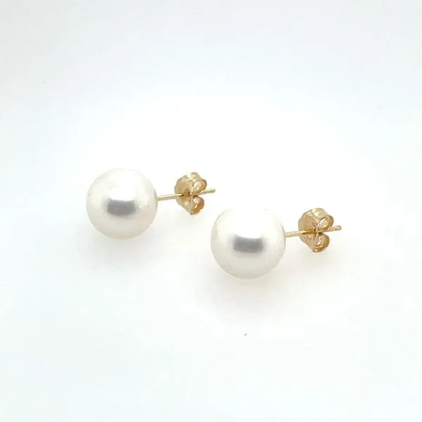 14KY Gold 9 - 9.5 mm White Fresh Water Pearl Stud Earrings Image 3 Franzetti Jewelers Austin, TX