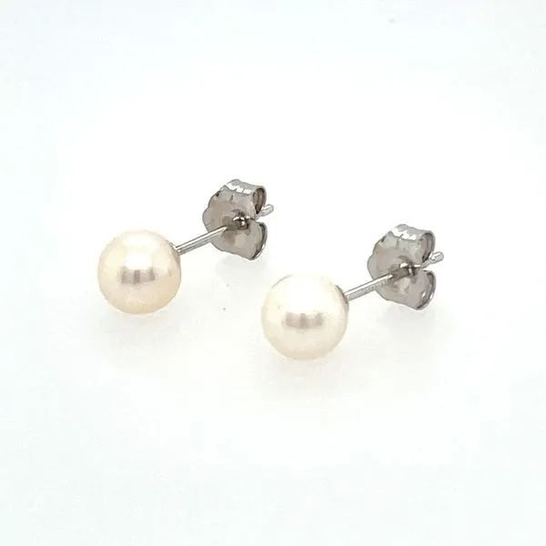 14KW Gold 4.5 - 5 mm White Fresh Water Pearl Stud Earrings Image 3 Franzetti Jewelers Austin, TX