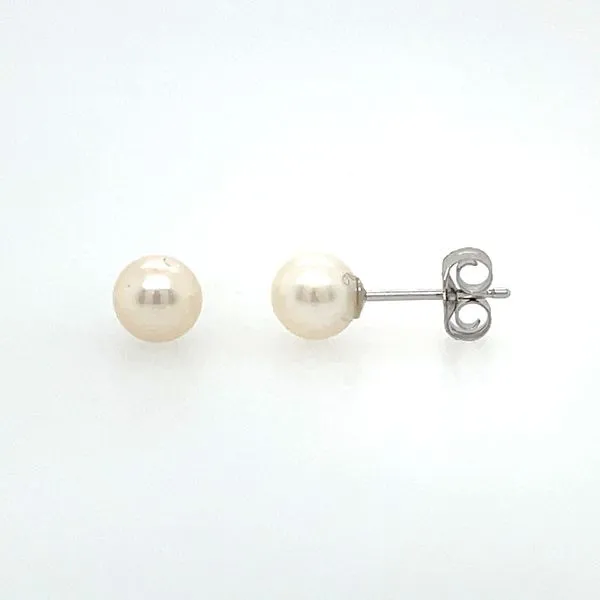 14KW Gold 4.5 - 5 mm White Fresh Water Pearl Stud Earrings Franzetti Jewelers Austin, TX