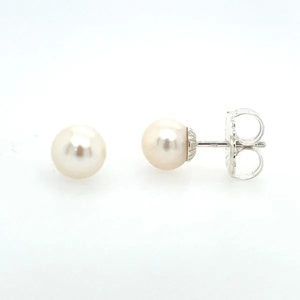 Sterling Silver 7 - 7.5 mm Freshwater Pearl Stud Earrings Franzetti Jewelers Austin, TX