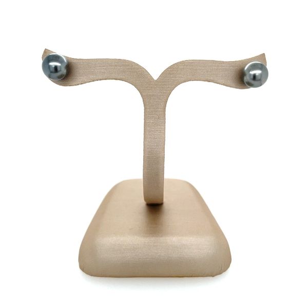 14KW Gold 7 - 7.2 mm Tahitian Black Pearl Stud Earrings Image 2 Franzetti Jewelers Austin, TX