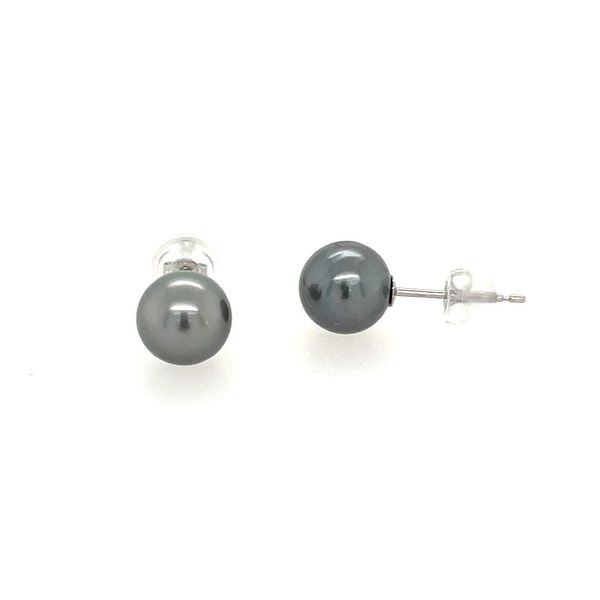14KW Gold 7 - 7.2 mm Tahitian Black Pearl Stud Earrings Franzetti Jewelers Austin, TX