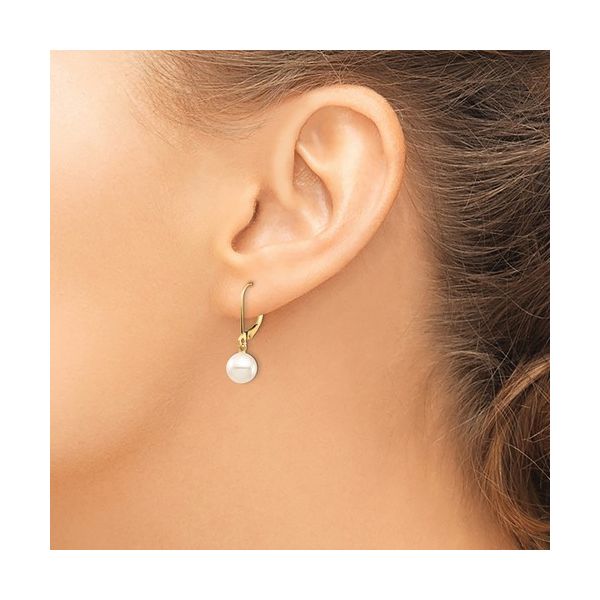 14KY Gold Fresh Water Pearl Dangle Earrings Image 2 Franzetti Jewelers Austin, TX