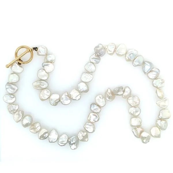 Freshwater Keshi Pearl Necklace with Toggle Clasp 18