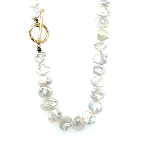 Freshwater Keshi Pearl Necklace with Toggle Clasp 18