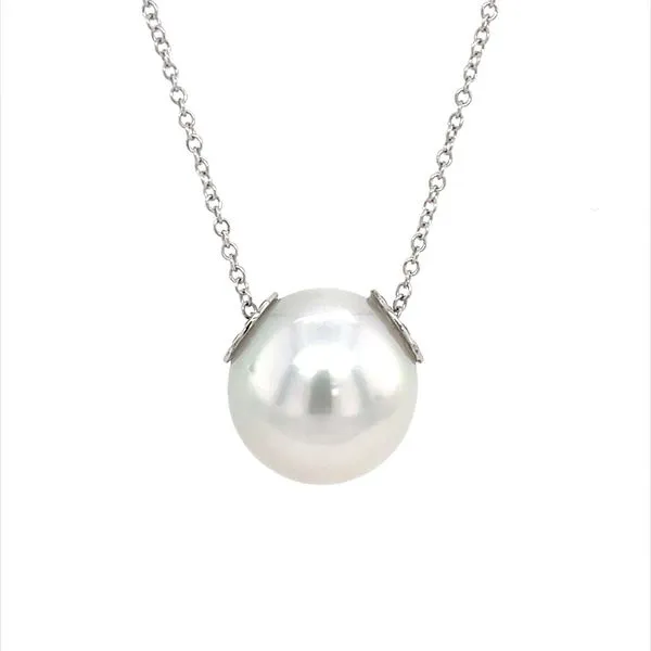 18K White Gold Necklace with 12 mm Black Tahitian Pearl 18